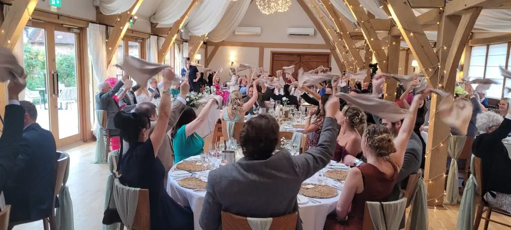 Bassmead Manor Barns Cambs Wedding Breakfast Fun