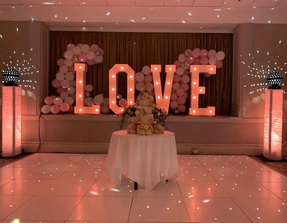 Hanbury Manor, Herts, White LED Dance Floor, LOVE Letters