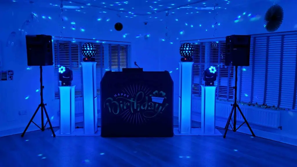Cheshunt Park Golf Club Herts, Premier Set Up, Black Booth, Blue Uplighting