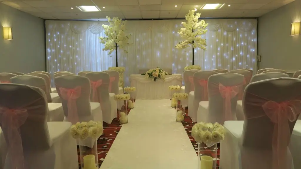 Waltham Abbey Marriott, Essex, White Starlit Backdrop for Wedding Ceremony